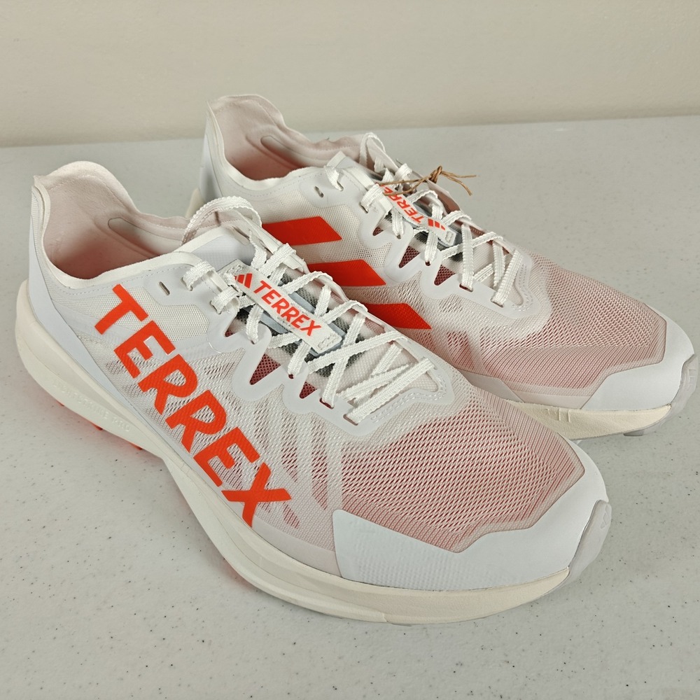 Adidas Terrex Agravic Speed Men's Trail Shoes White Impact Orange Size 13 JI0954